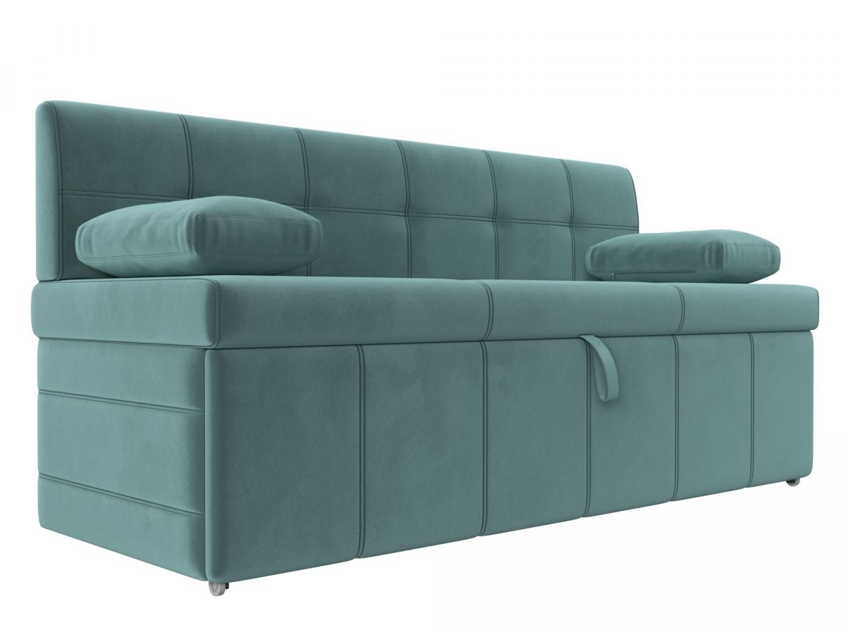 120418 Диван кухонный прямой Лео | велюр | бирюзовый