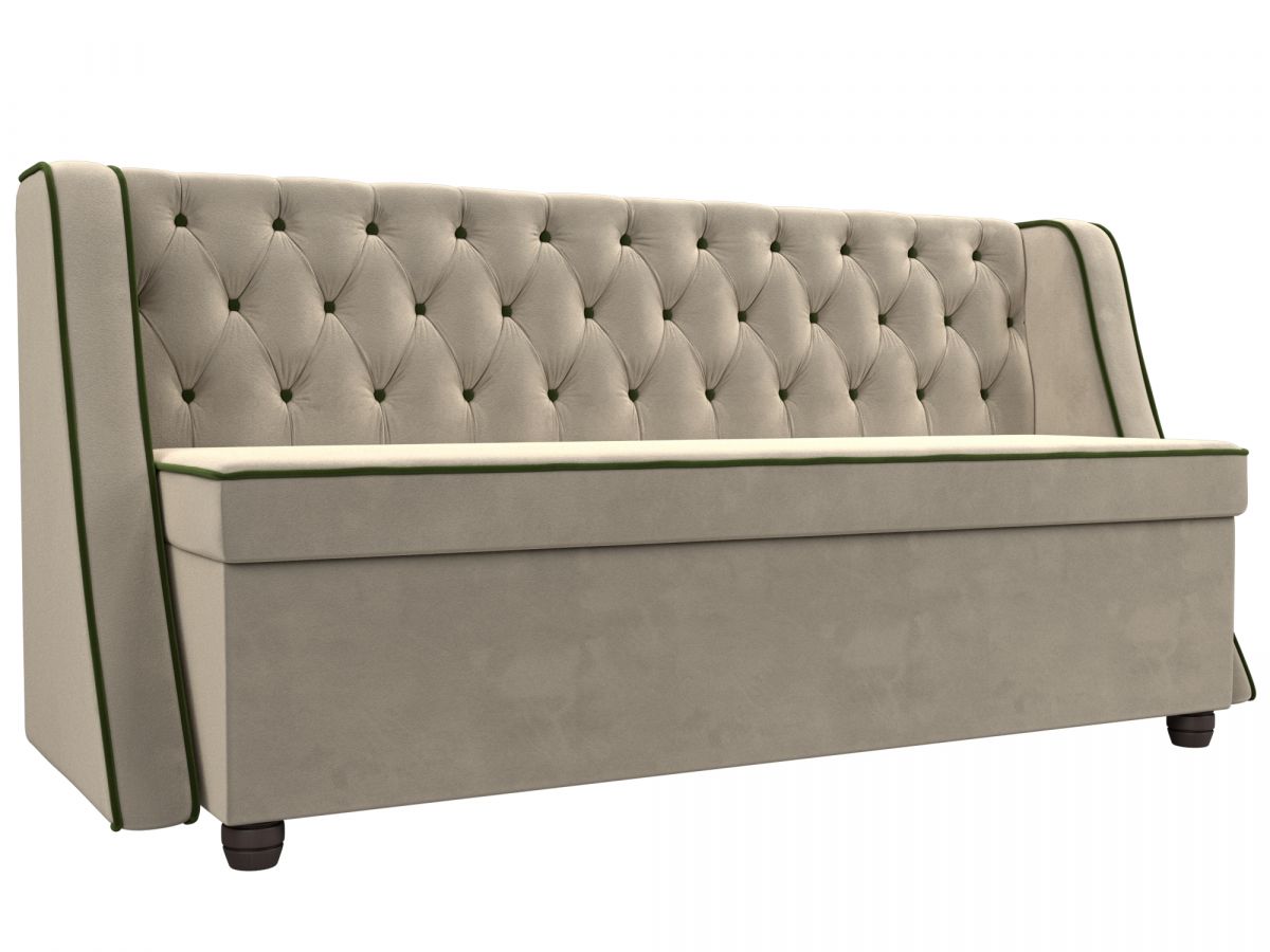 112627 Диван кухонный прямой Лофт | микровельвет | бежевый, зеленый