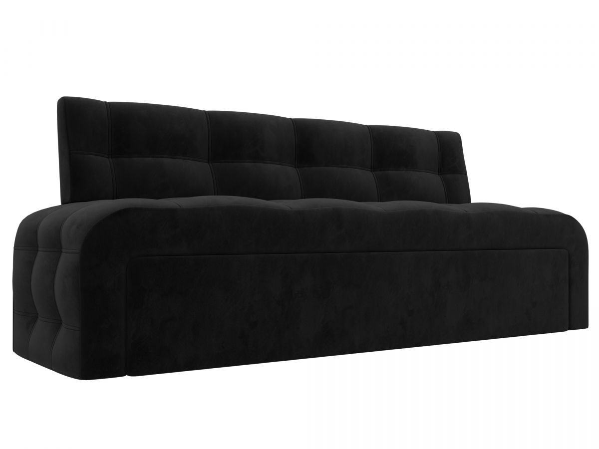 126090 Диван кухонный прямой Люксор | велюр | черный