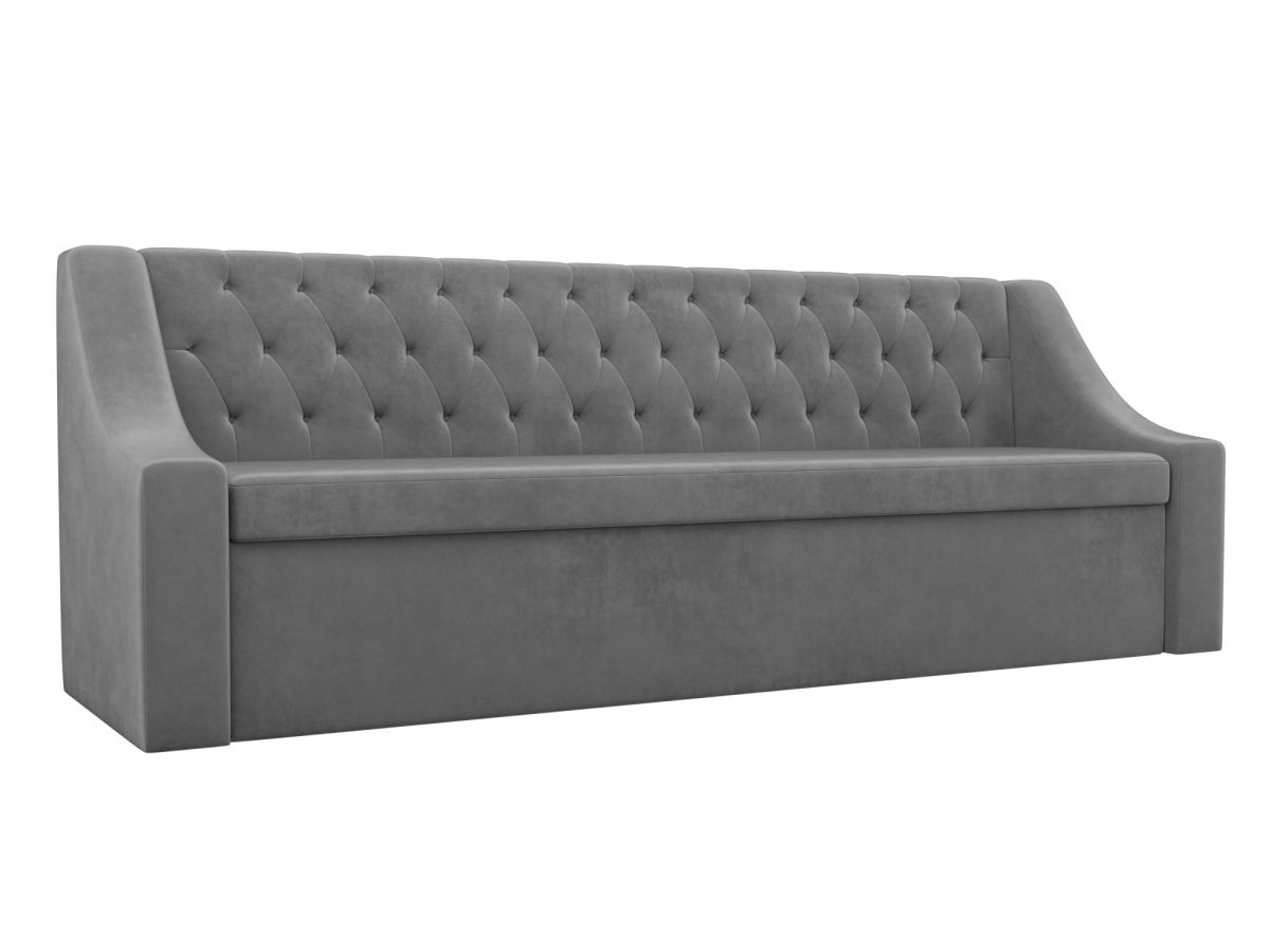 101130 Диван кухонный прямой Мерлин | велюр | серый
