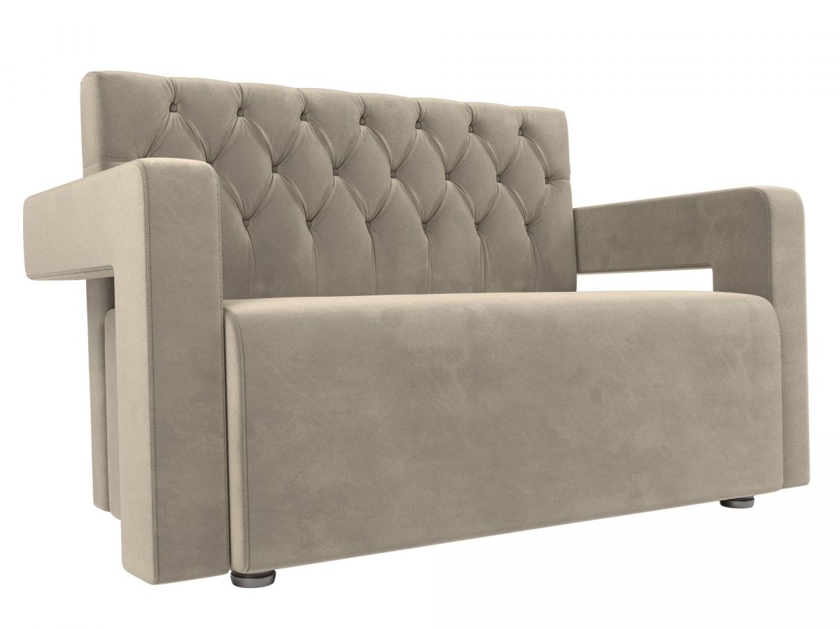 109078 Диван кухонный прямой Рамос Люкс 2-х местный | микровельвет | бежевый