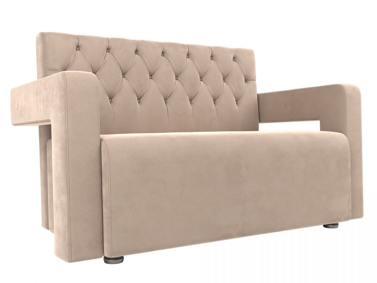109070 Диван кухонный прямой Рамос Люкс 2-х местный | велюр | бежевый