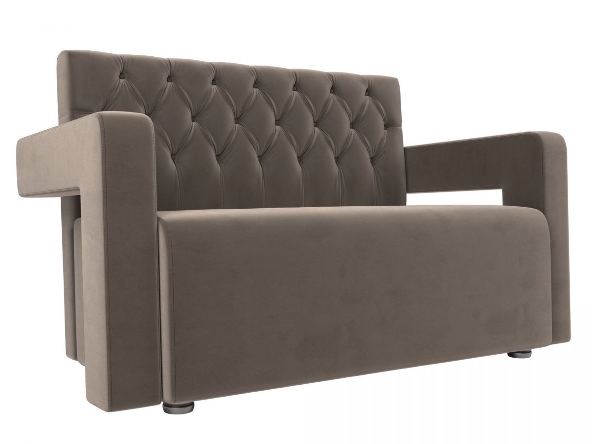 109074 Диван кухонный прямой Рамос Люкс 2-х местный | велюр | коричневый