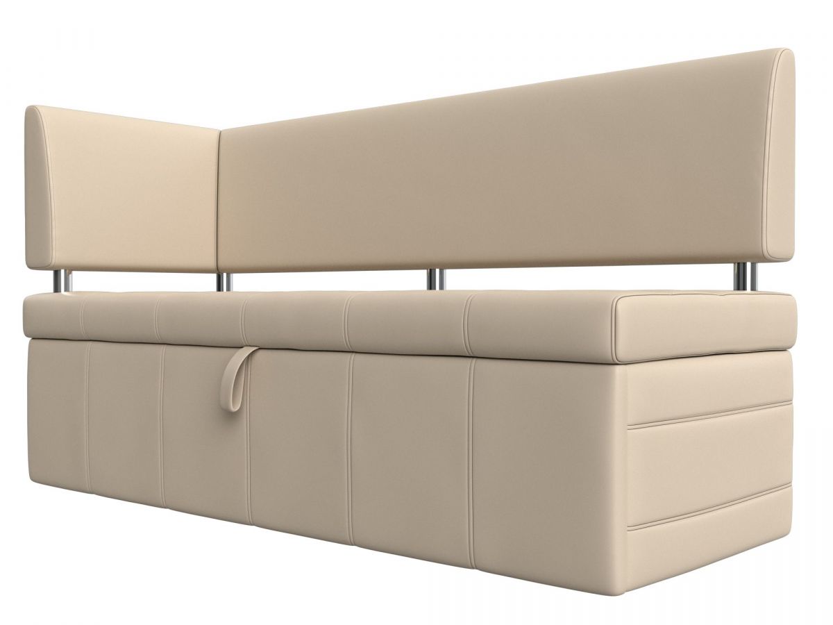 115949L Диван кухонный прямой Стоун с углом левый | экокожа | бежевый