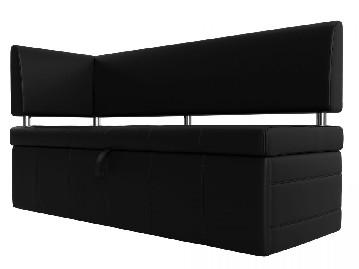 115952L Диван кухонный прямой Стоун с углом левый | экокожа | черный