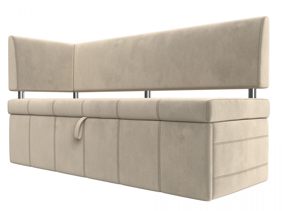 115933L Диван кухонный прямой Стоун с углом левый | микровельвет | бежевый