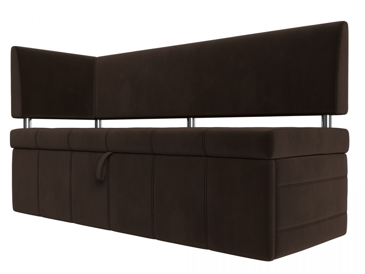 115940L Диван кухонный прямой Стоун с углом левый | микровельвет | коричневый