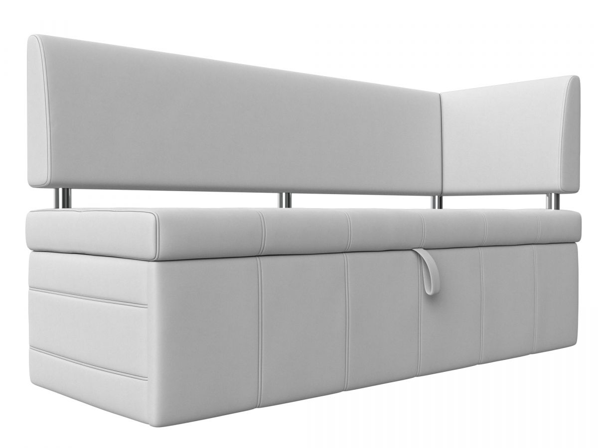 115950 Диван кухонный прямой Стоун с углом правый | экокожа | белый