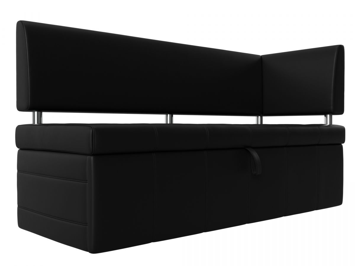 115952 Диван кухонный прямой Стоун с углом правый | экокожа | черный