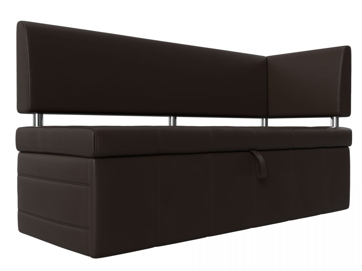 115951 Диван кухонный прямой Стоун с углом правый | экокожа | коричневый