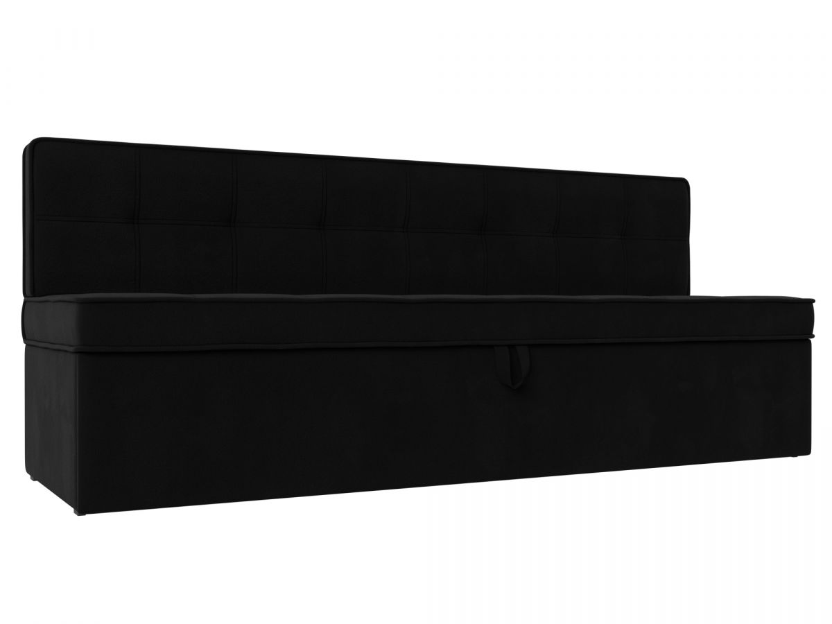 113111 Диван кухонный прямой Техас | микровельвет | черный
