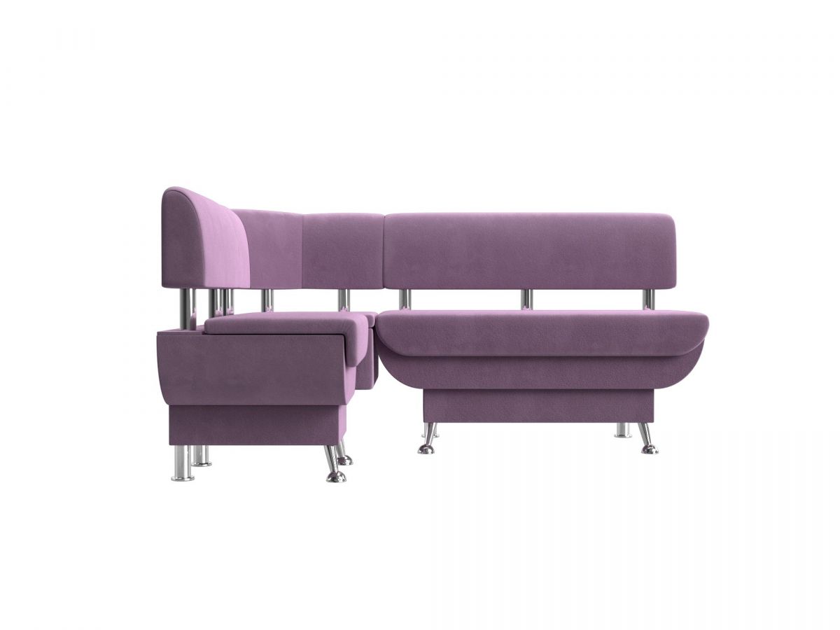 116711L Диван кухонный угловой Альфа левый угол | микровельвет | сиреневый