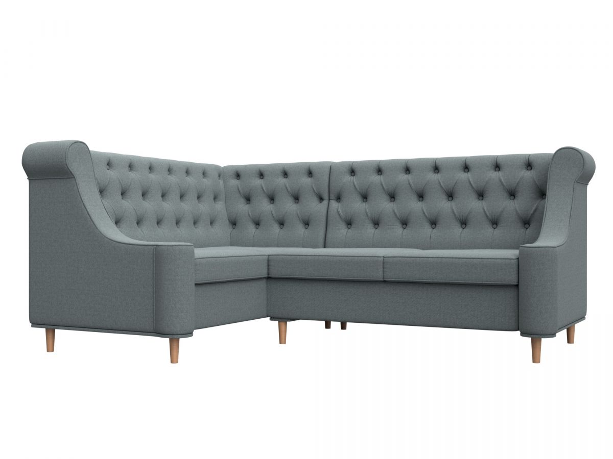 123824L Диван кухонный угловой Бронкс левый угол | рогожка | амур серый