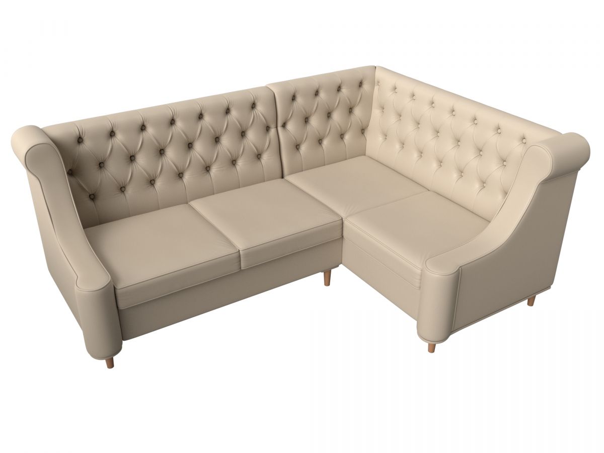 114587 Диван кухонный угловой Бронкс правый угол | экокожа | бежевый