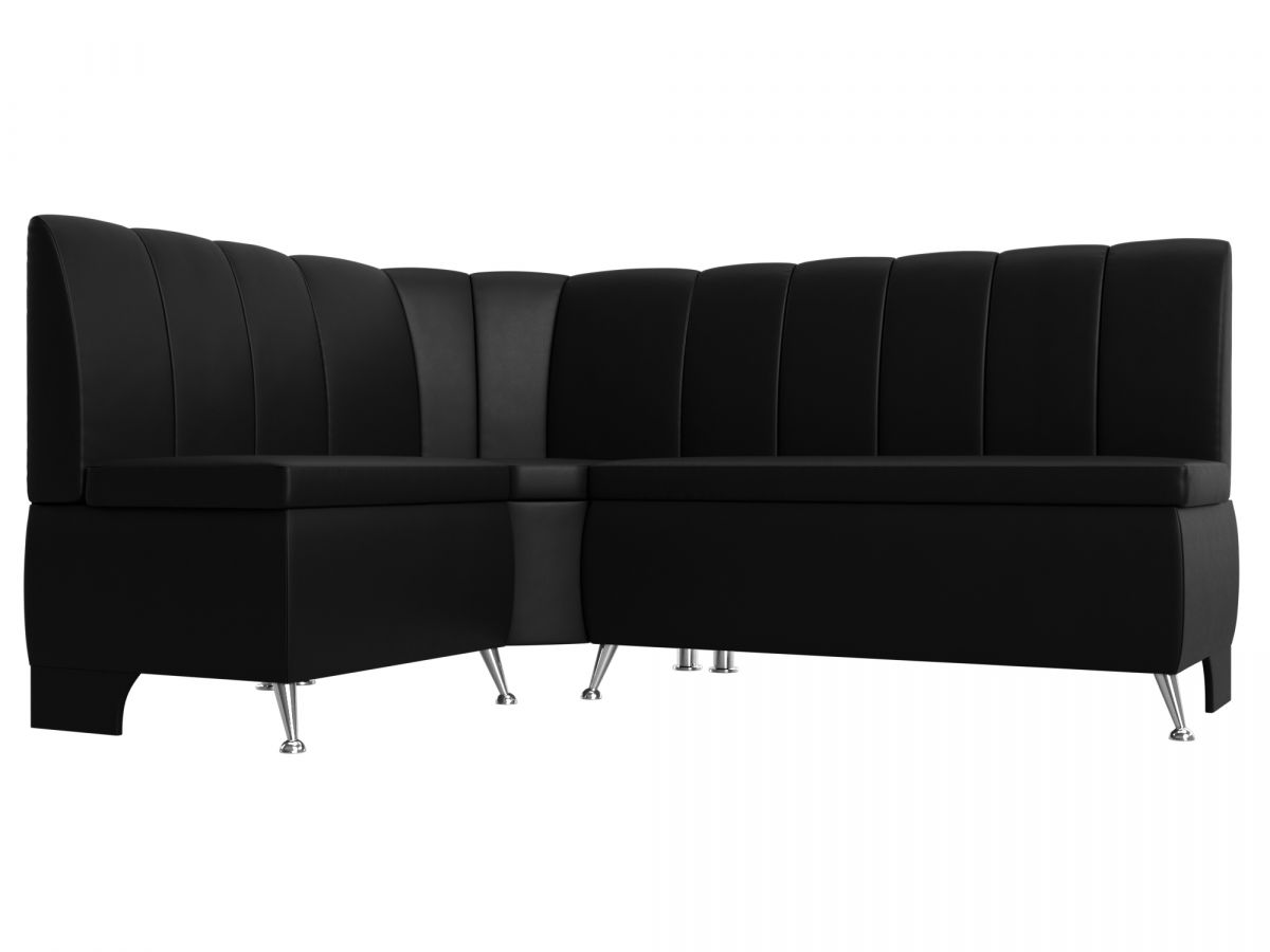 29454L Диван кухонный угловой Кантри левый угол | экокожа | черный