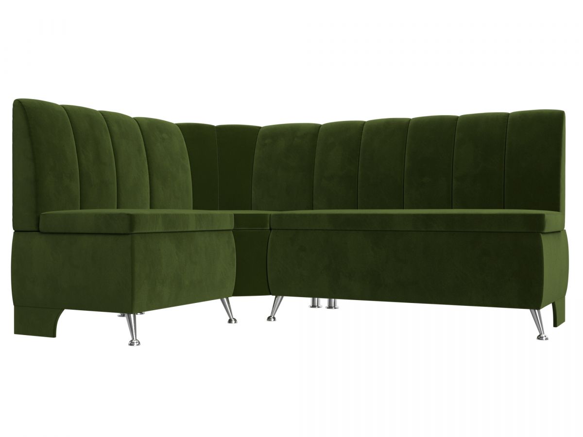 29447L Диван кухонный угловой Кантри левый угол | микровельвет | зеленый