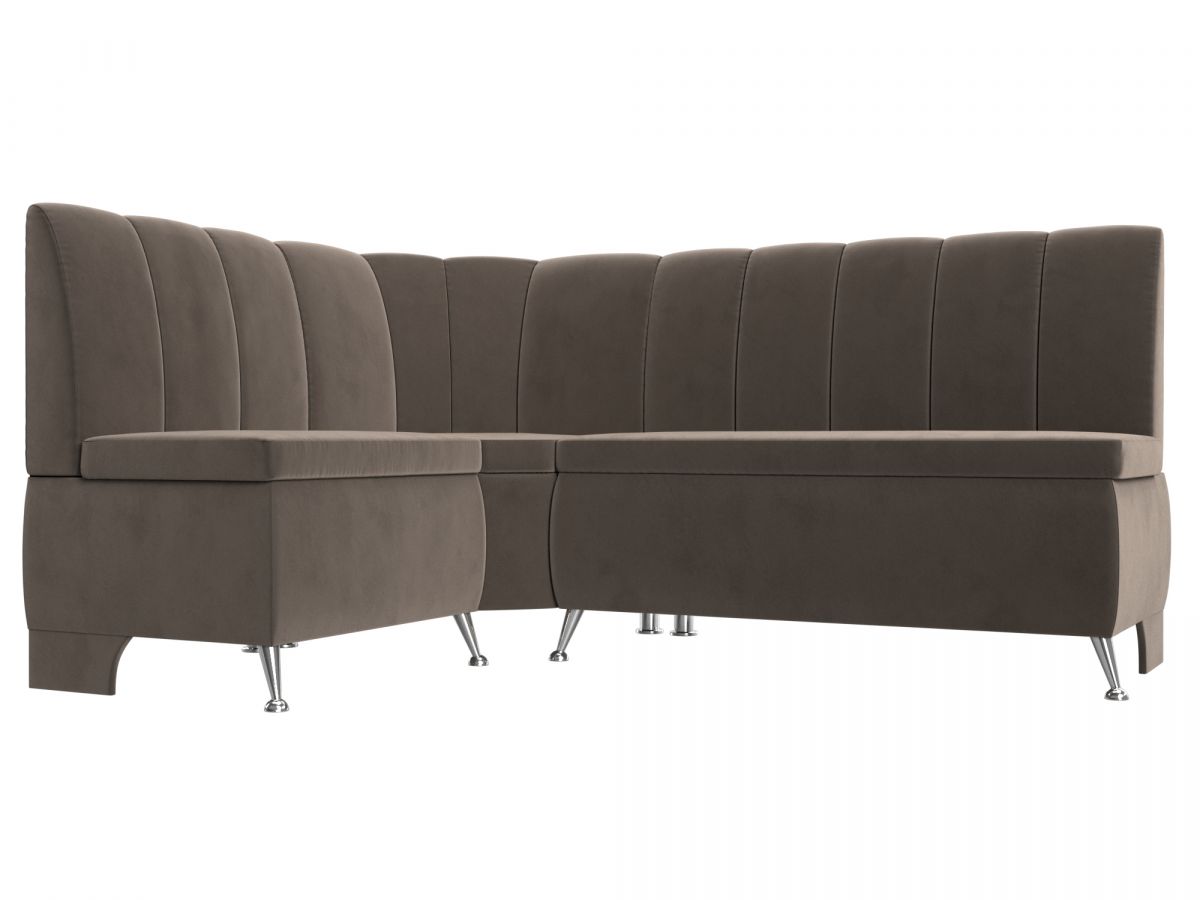 106840L Диван кухонный угловой Кантри левый угол | велюр | коричневый