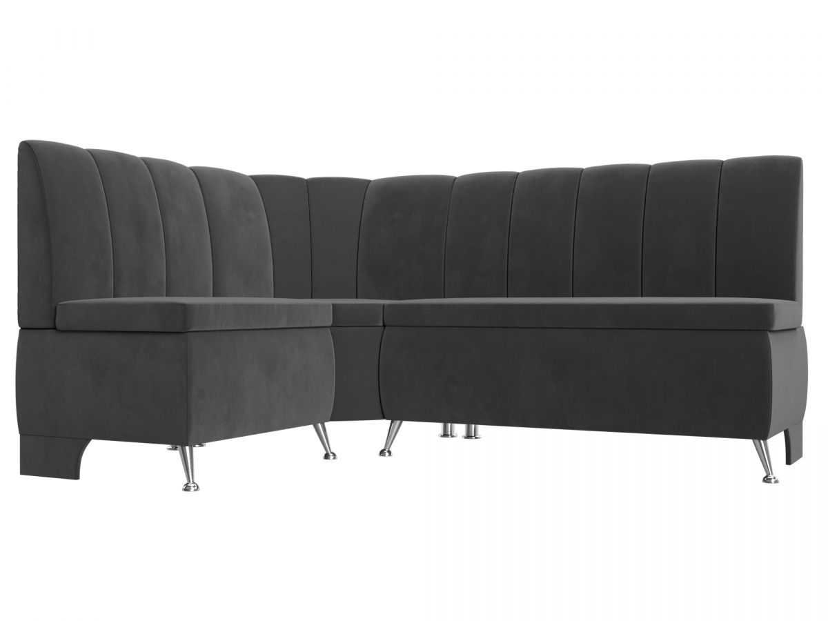 106844L Диван кухонный угловой Кантри левый угол | велюр | серый