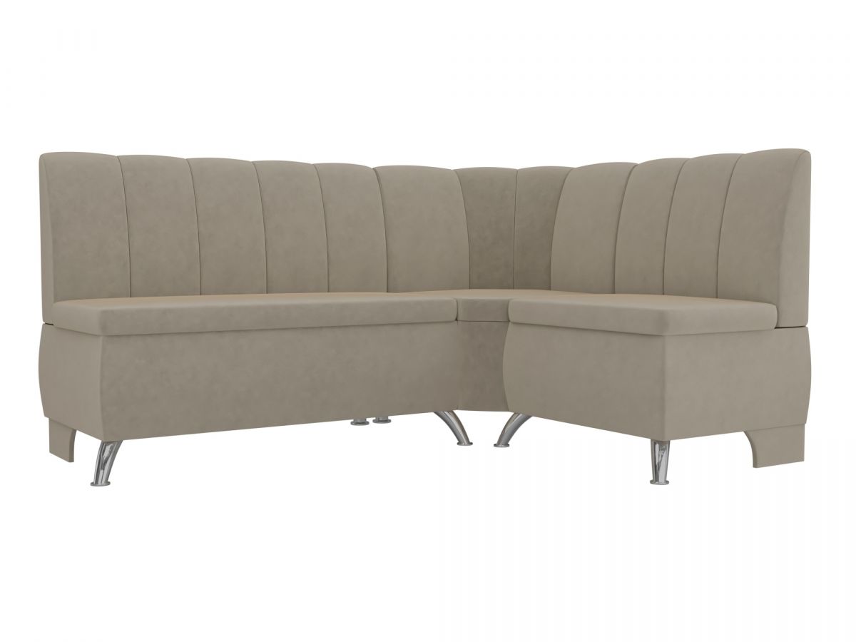 29446 Диван кухонный угловой Кантри правый угол | микровельвет | бежевый