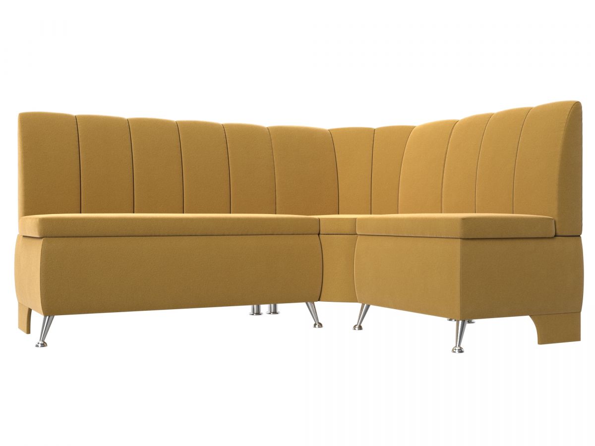 113371 Диван кухонный угловой Кантри правый угол | микровельвет | желтый