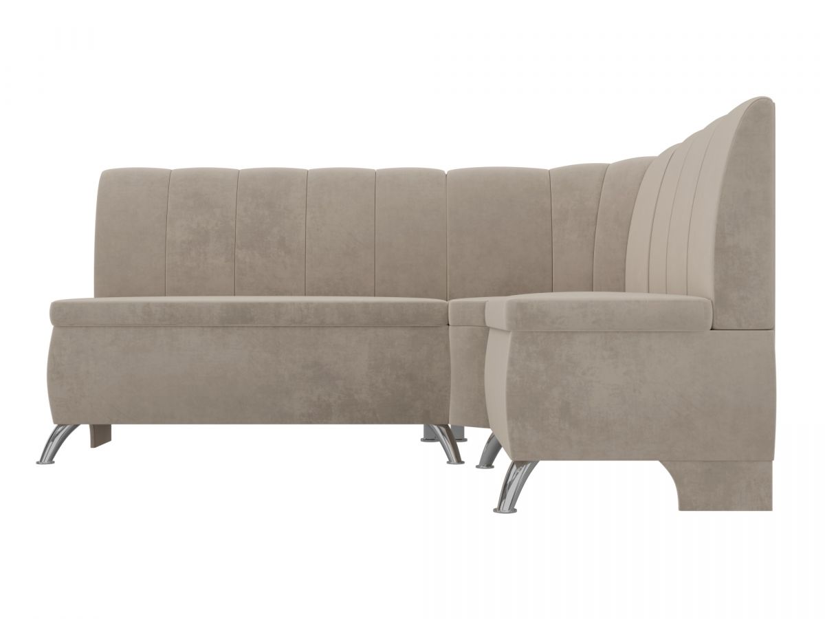 106843 Диван кухонный угловой Кантри правый угол | велюр | бежевый