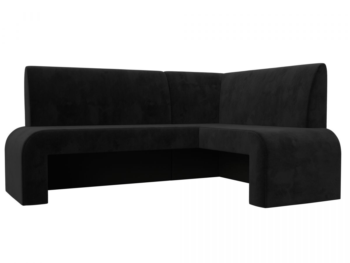 126133 Диван кухонный угловой Кармен правый угол | велюр | черный