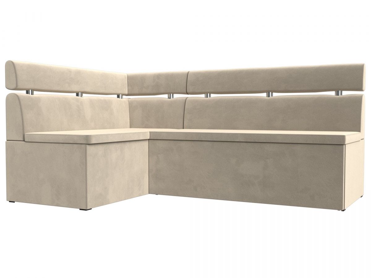 117983L Диван кухонный угловой Классик левый угол | микровельвет | бежевый
