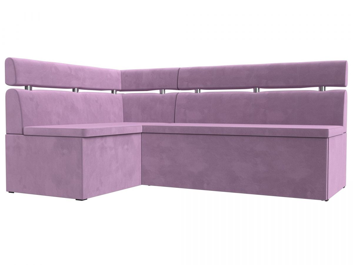 117989L Диван кухонный угловой Классик левый угол | микровельвет | сиреневый