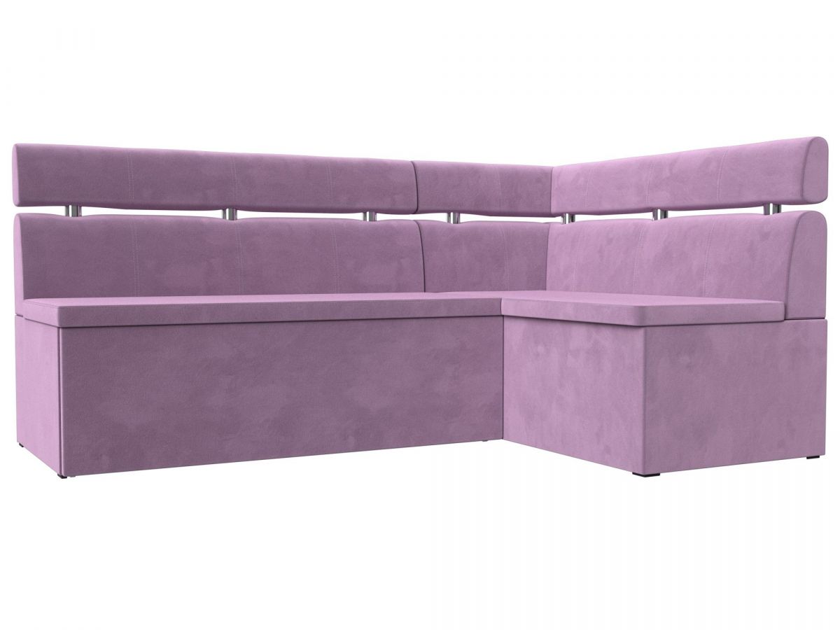 117989 Диван кухонный угловой Классик правый угол | микровельвет | сиреневый