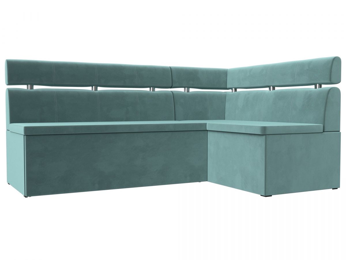 117976 Диван кухонный угловой Классик правый угол | велюр | бирюзовый