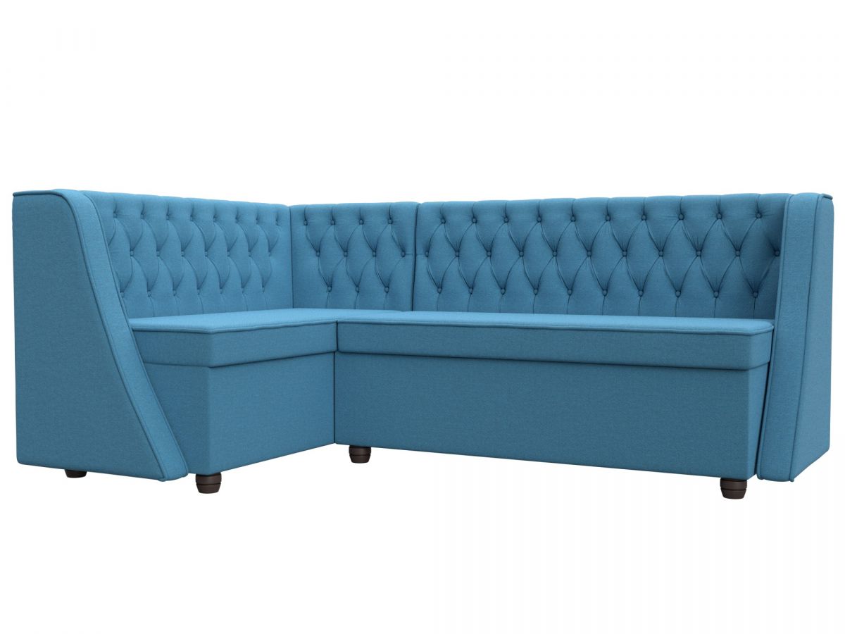 125894L Диван кухонный угловой Лофт левый угол | рогожка | амур голубой