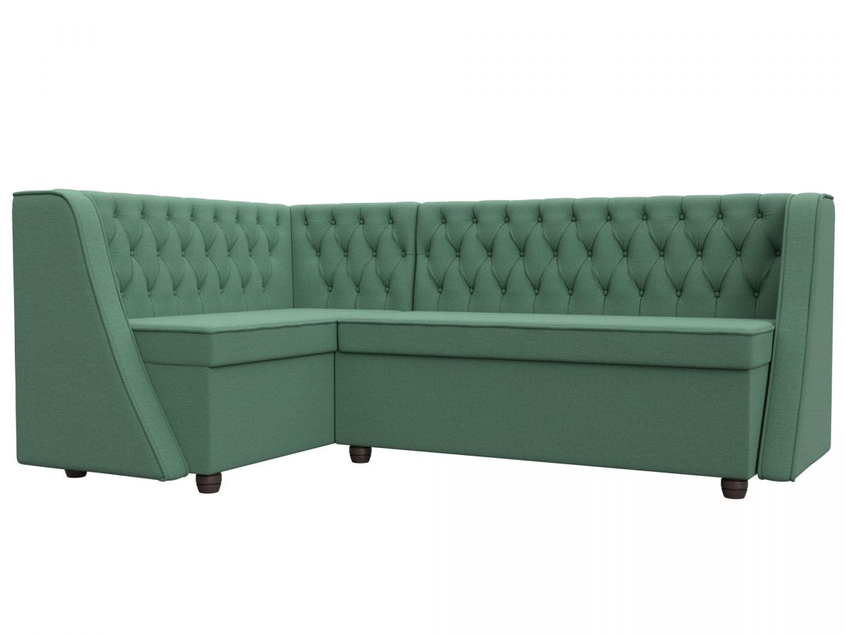 125892L Диван кухонный угловой Лофт левый угол | рогожка | амур зеленый