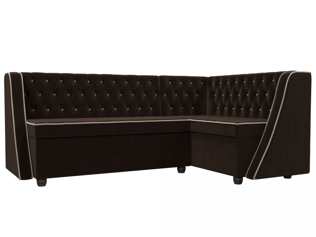 104595 Диван кухонный угловой Лофт правый угол | микровельвет | коричневый, бежевый