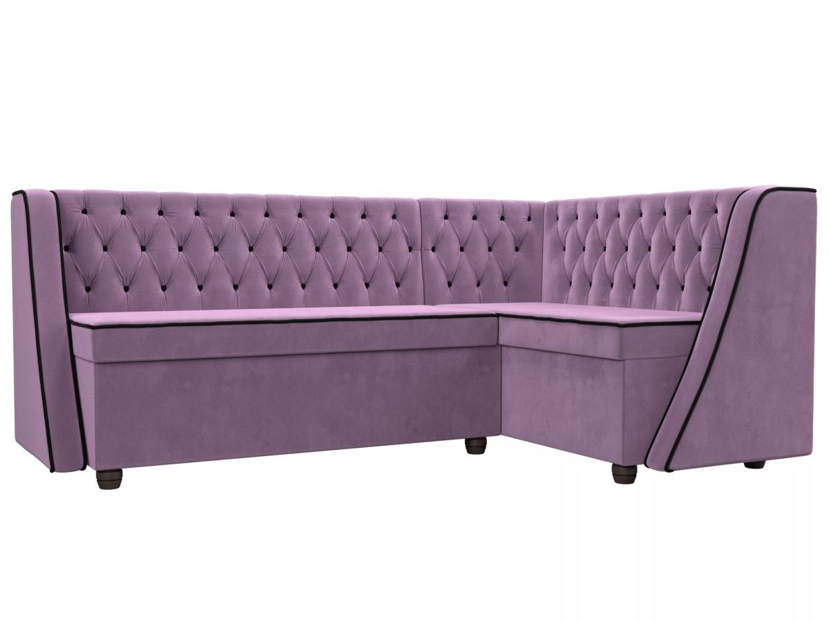 109439 Диван кухонный угловой Лофт правый угол | микровельвет | сиреневый, коричневый
