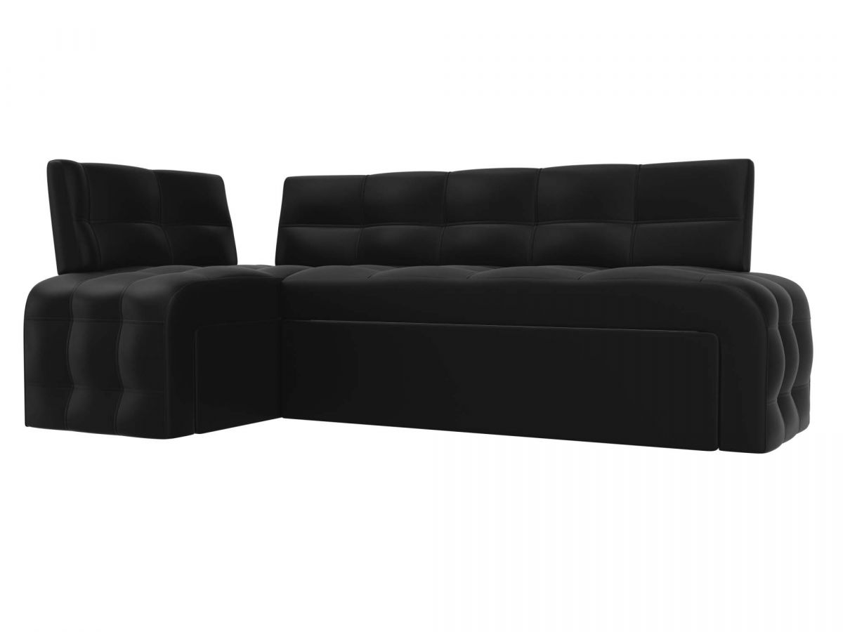 28599L Диван кухонный угловой Люксор левый угол | экокожа | черный