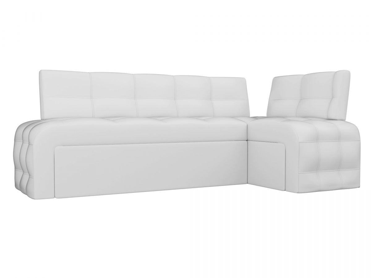 28595 Диван кухонный угловой Люксор правый угол | экокожа | белый