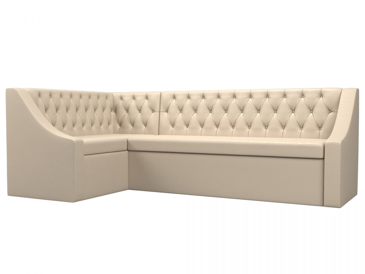 100458L Диван кухонный угловой Мерлин левый угол | экокожа | бежевый