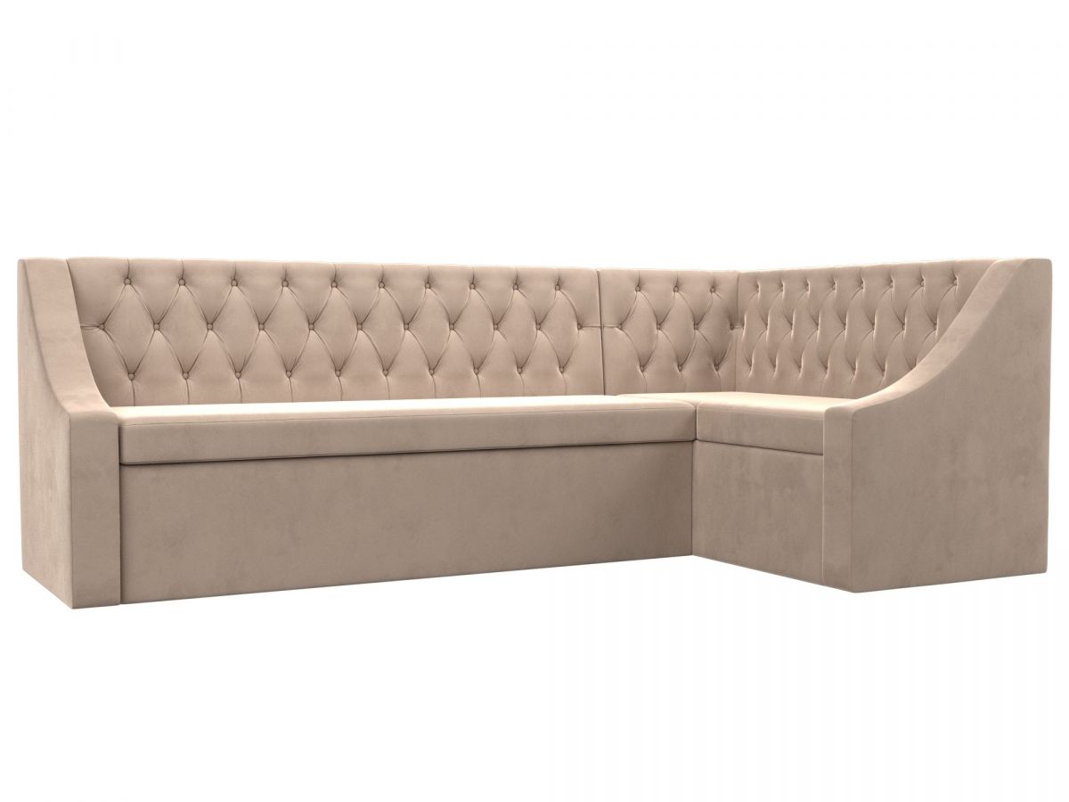 109427 Диван кухонный угловой Мерлин правый угол | велюр | бежевый