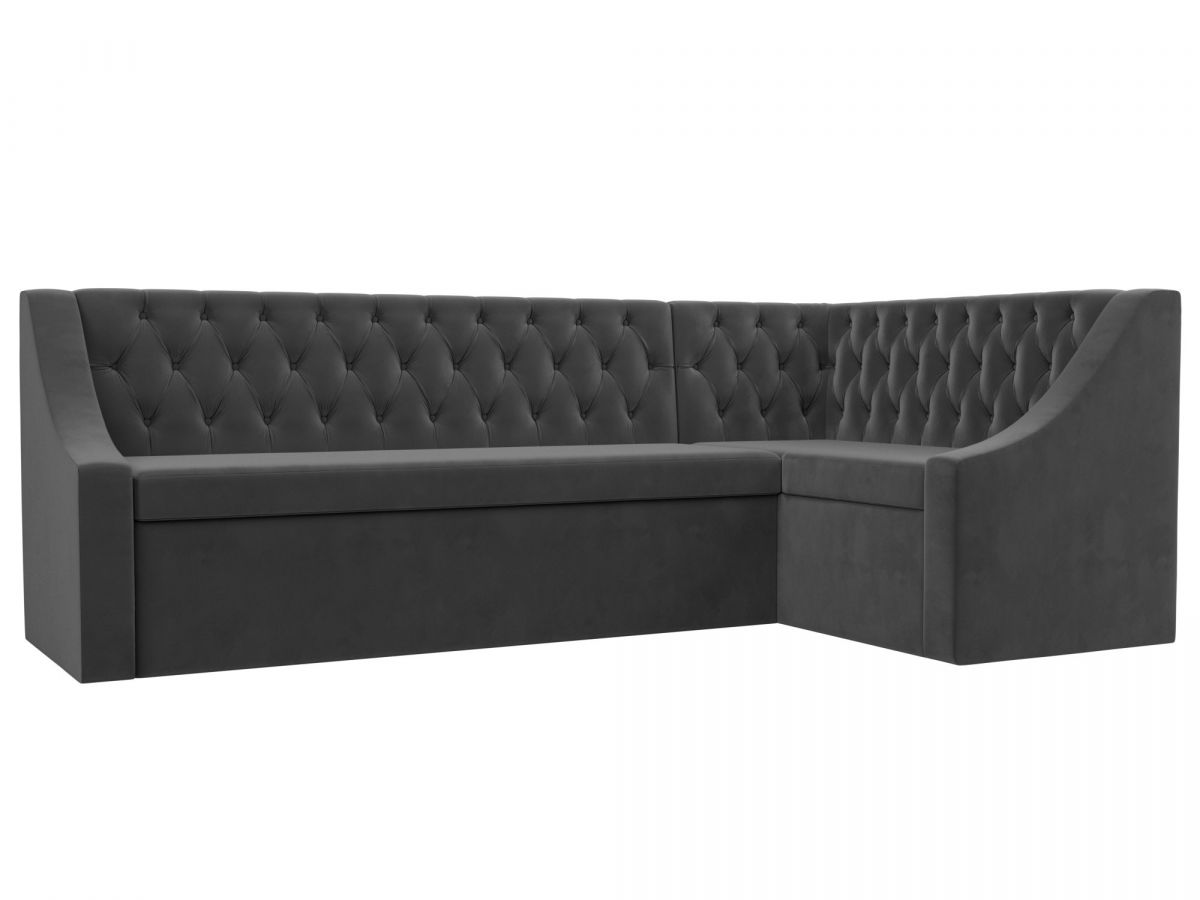 109428 Диван кухонный угловой Мерлин правый угол | велюр | серый