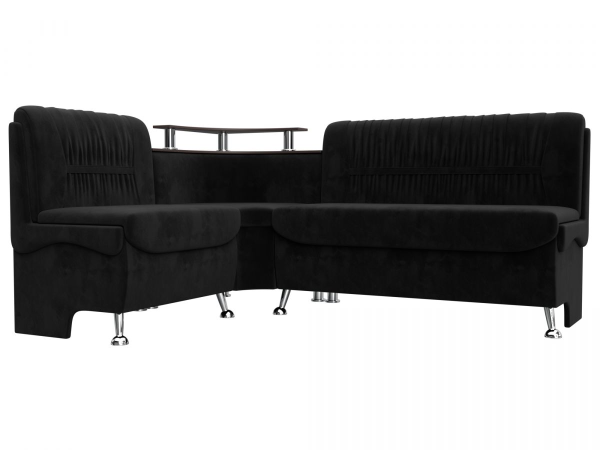126114L Диван кухонный угловой Сидней левый угол | велюр | черный