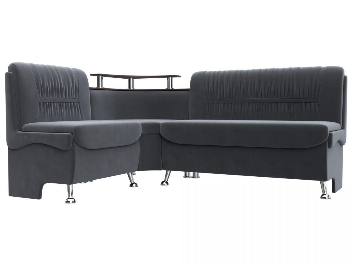126113L Диван кухонный угловой Сидней левый угол | велюр | серый
