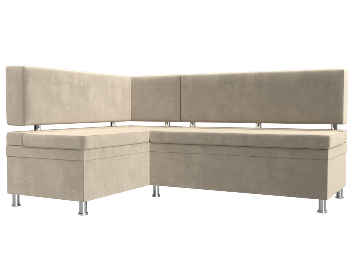 114517L Диван кухонный угловой Стайл левый угол | микровельвет | бежевый