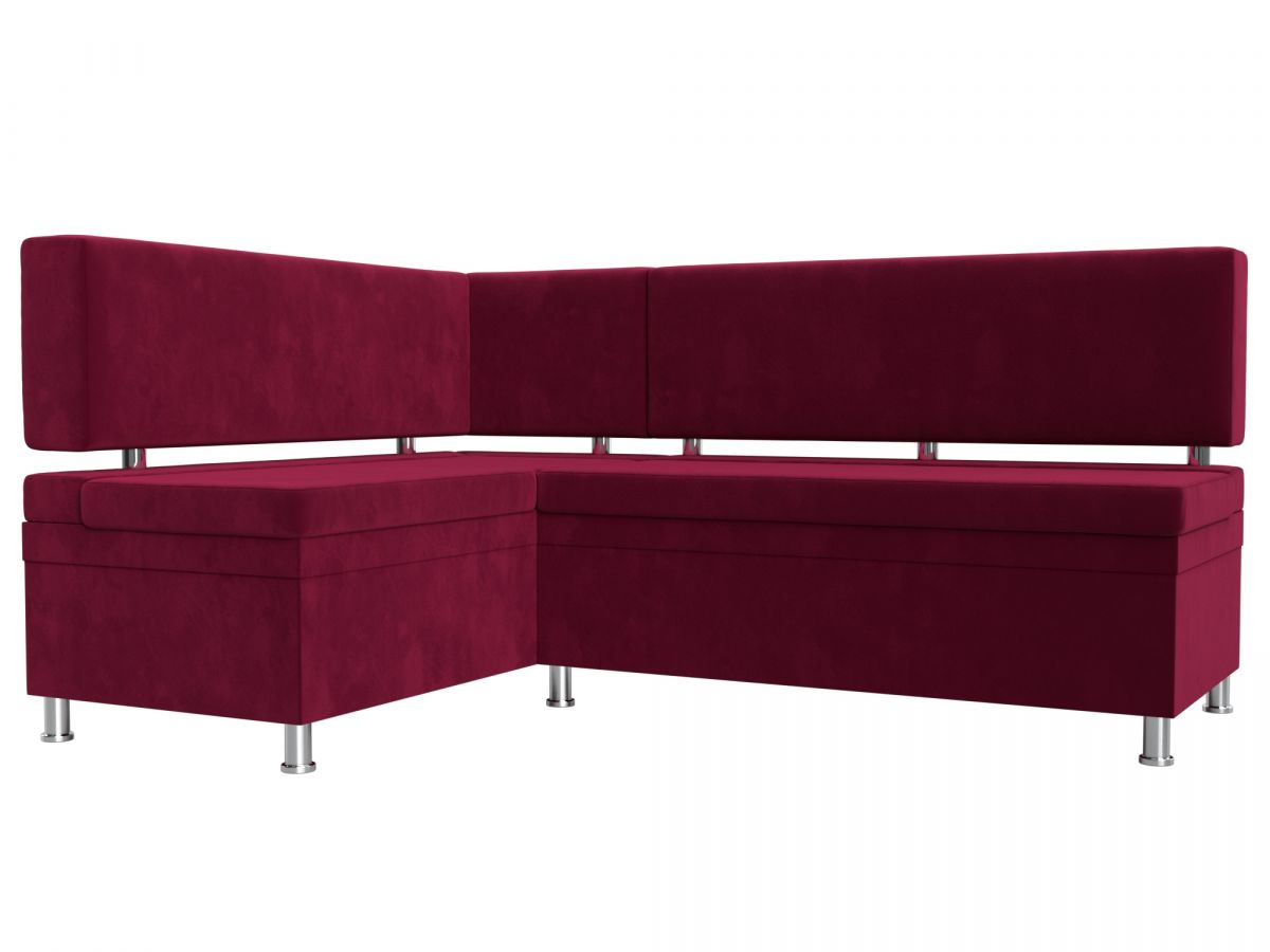 114518L Диван кухонный угловой Стайл левый угол | микровельвет | бордовый