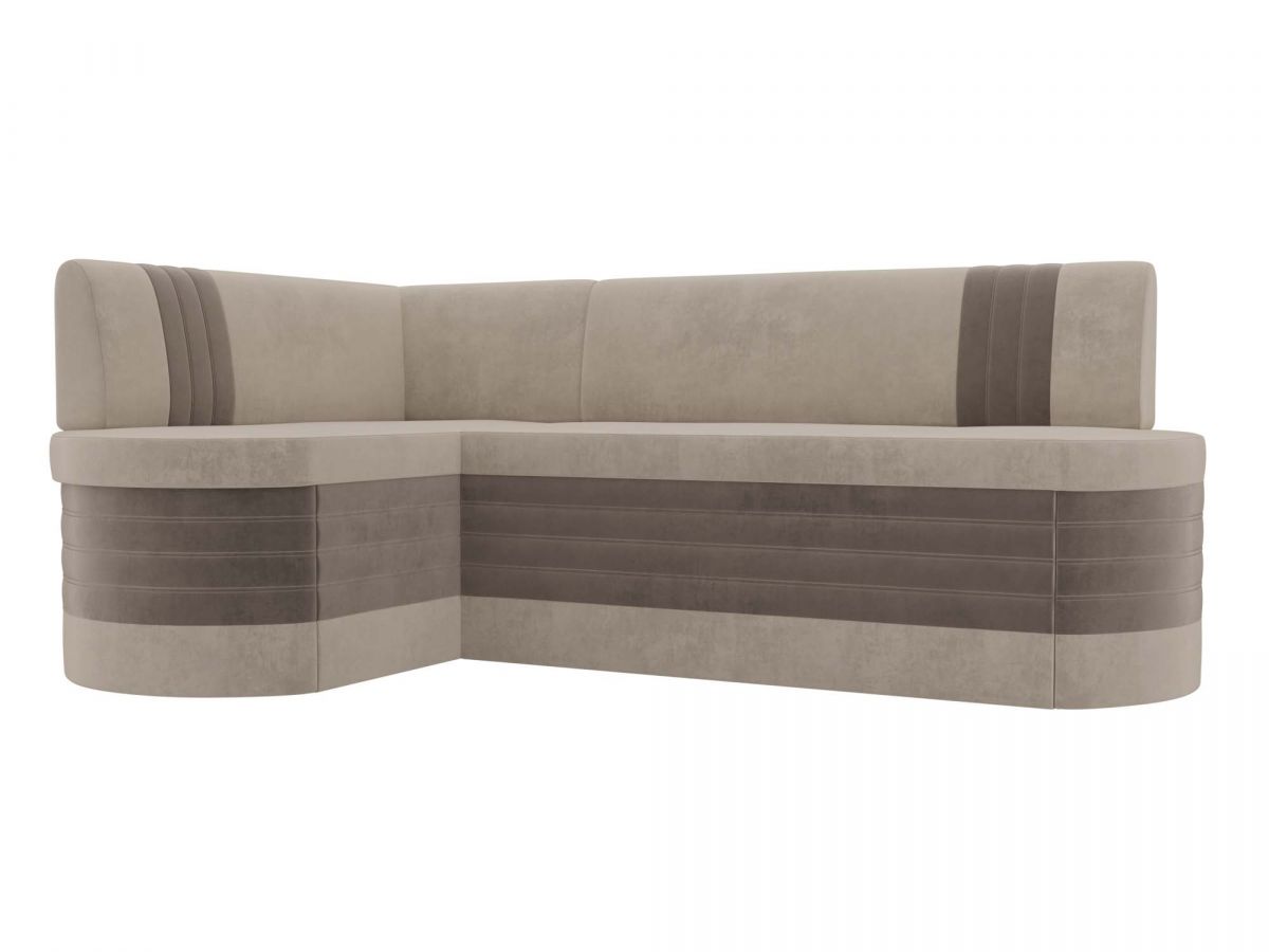 106547L Диван кухонный угловой Токио левый угол | велюр | бежевый, коричневый