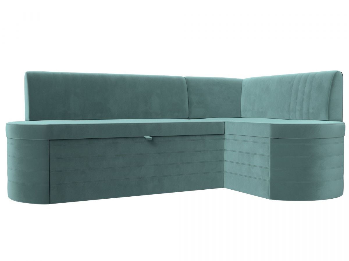119415 Диван кухонный угловой Токио правый угол | велюр | бирюзовый