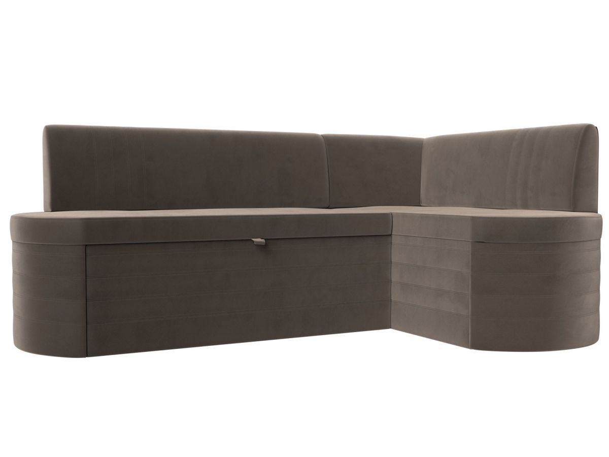 119418 Диван кухонный угловой Токио правый угол | велюр | коричневый