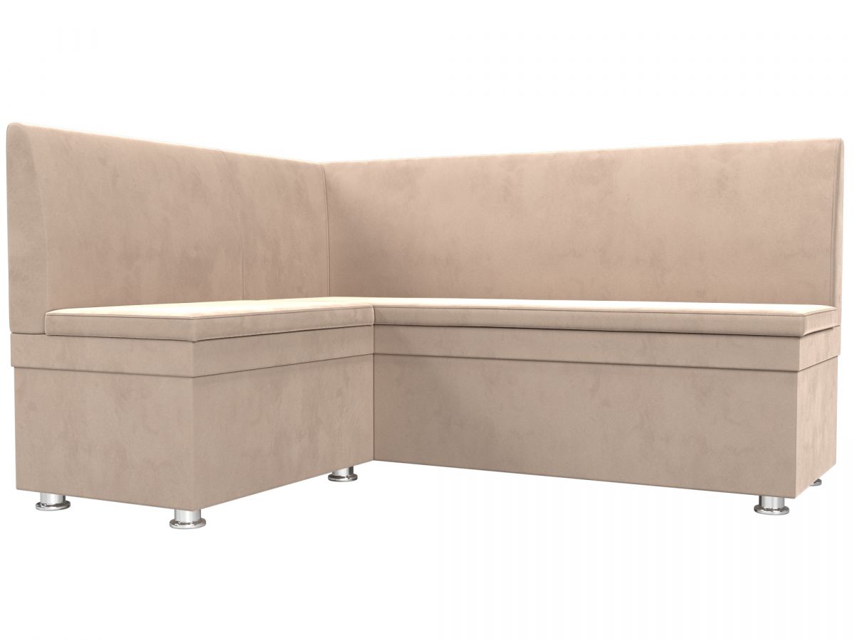 109626L Диван кухонный угловой Уют левый угол | велюр | бежевый