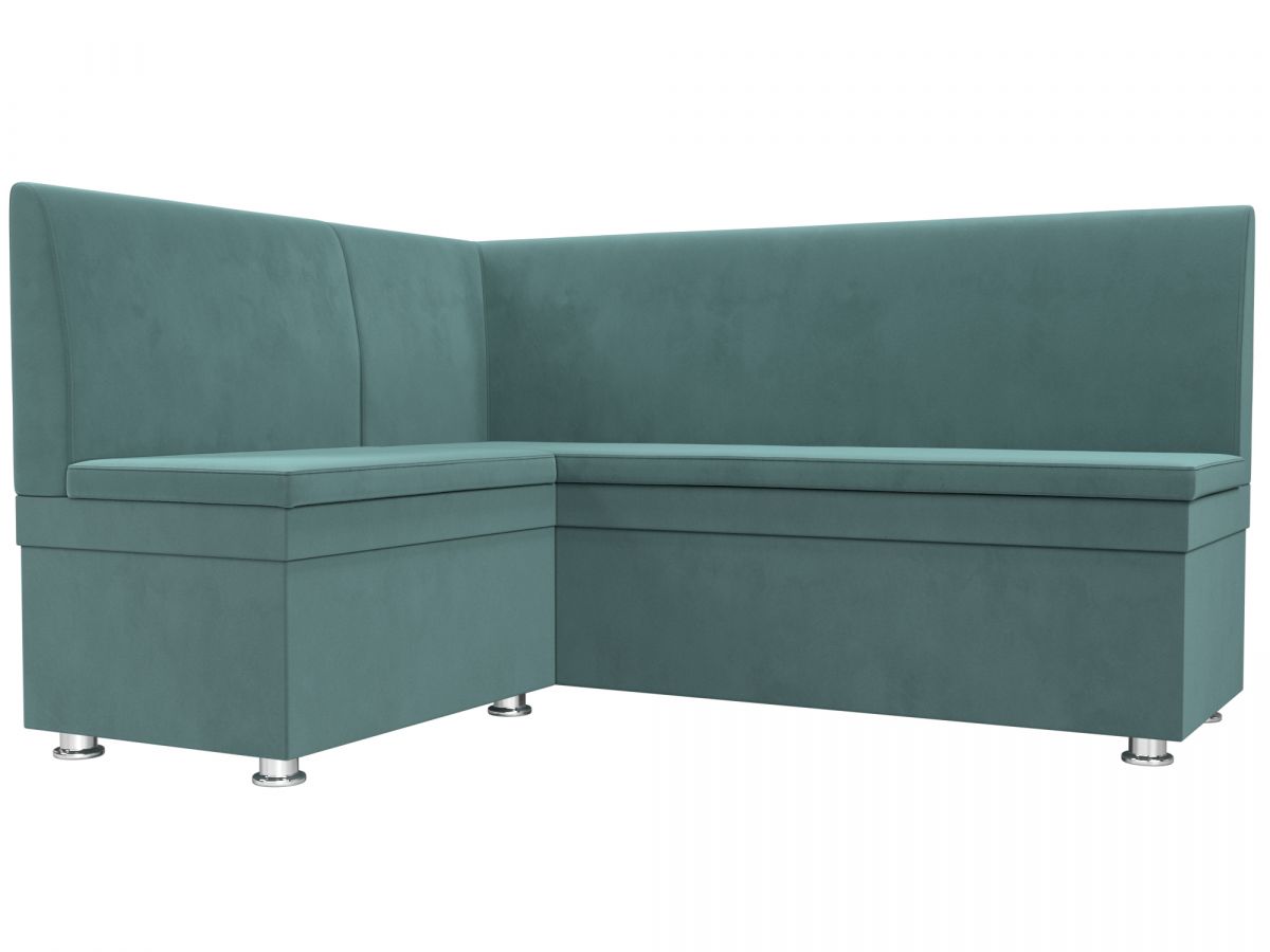 109625L Диван кухонный угловой Уют левый угол | велюр | бирюзовый