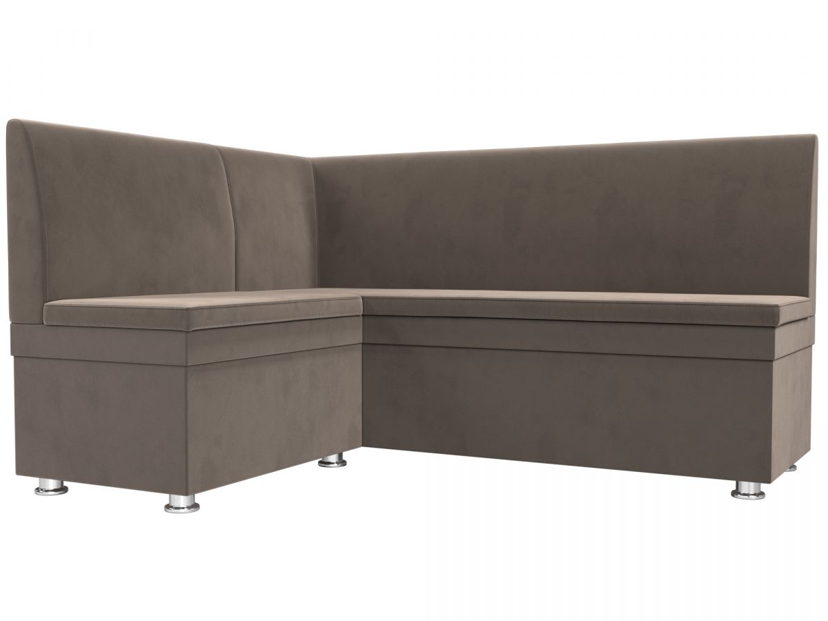 109624L Диван кухонный угловой Уют левый угол | велюр | коричневый