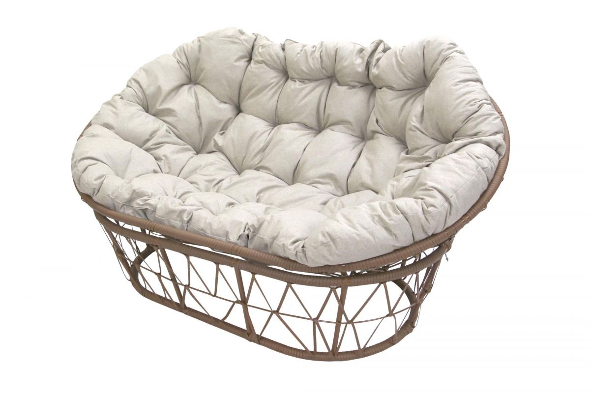 Диван Мамасан арт.D4823-MT ротанг искусственный 1 уп (корзина бежевая+подушка бежевая+подставка беж